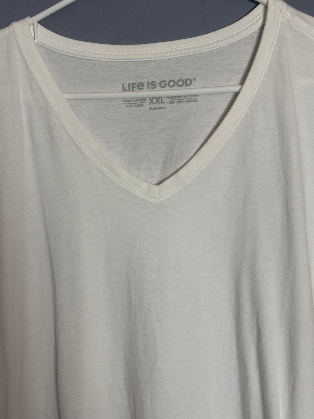 Life Is Good Womens Pineapple Graphic V Neck T Shirt XXL White